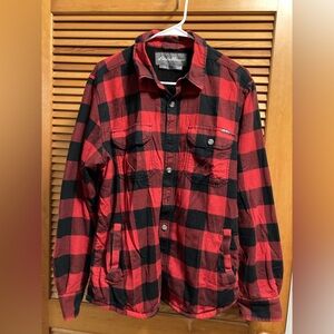 Eddie Bauer Red and Black Plaid Men's Shirt Button-up Flannel Jacket Medium
